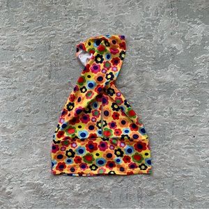 Groovy flower power halter cropped tank top 60s 70s